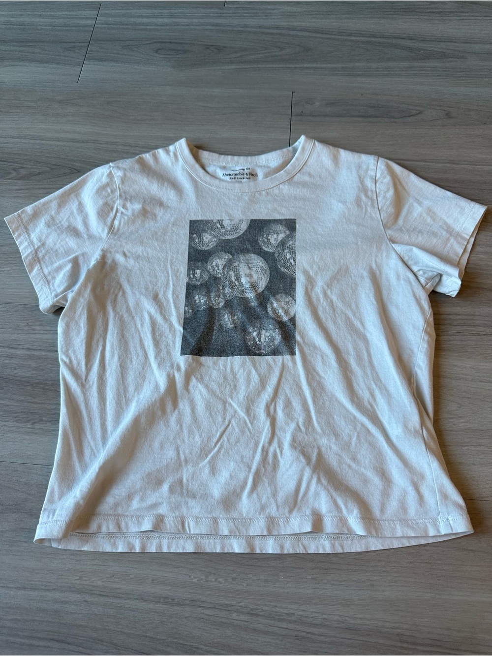 Abercrombie & Fitch Skimming Tee Disco Ball Womens XS in White